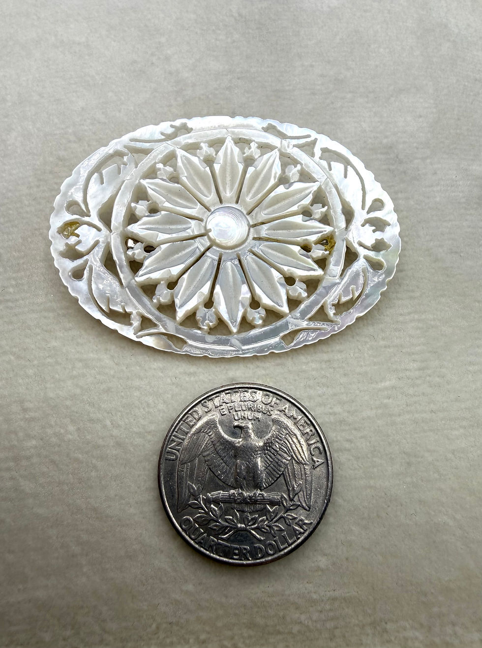 Thumbnail: Metal Curved Mother Of Pearls Brooch