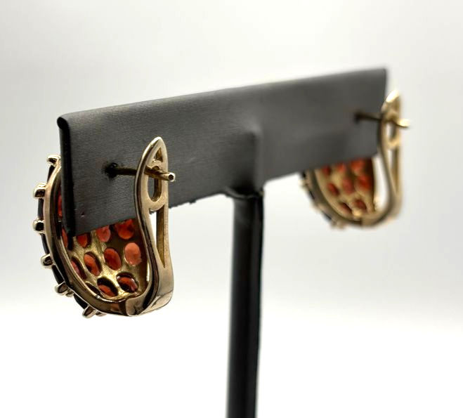 Thumbnail: Vintage Sterling Silver Vermeil Garnet Cluster Earrings and Ring Set