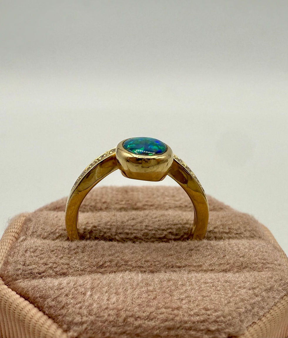 Thumbnail: 14 Karat Yellow Gold Opal Doublet & .15 ctw H/SI1 Diamond Ring