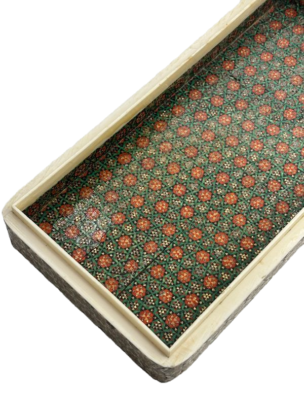 Thumbnail: Persian Khatam Marquetry Inlaid Metal Bone Box