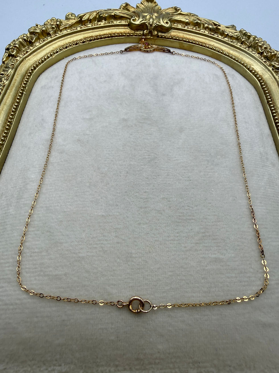 Thumbnail: 10 Karat Yellow Gold Ruby & Pearl Antique Necklace