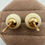 Thumbnail: 14 Karat Yellow Gold White Coral Studs 10.2mm