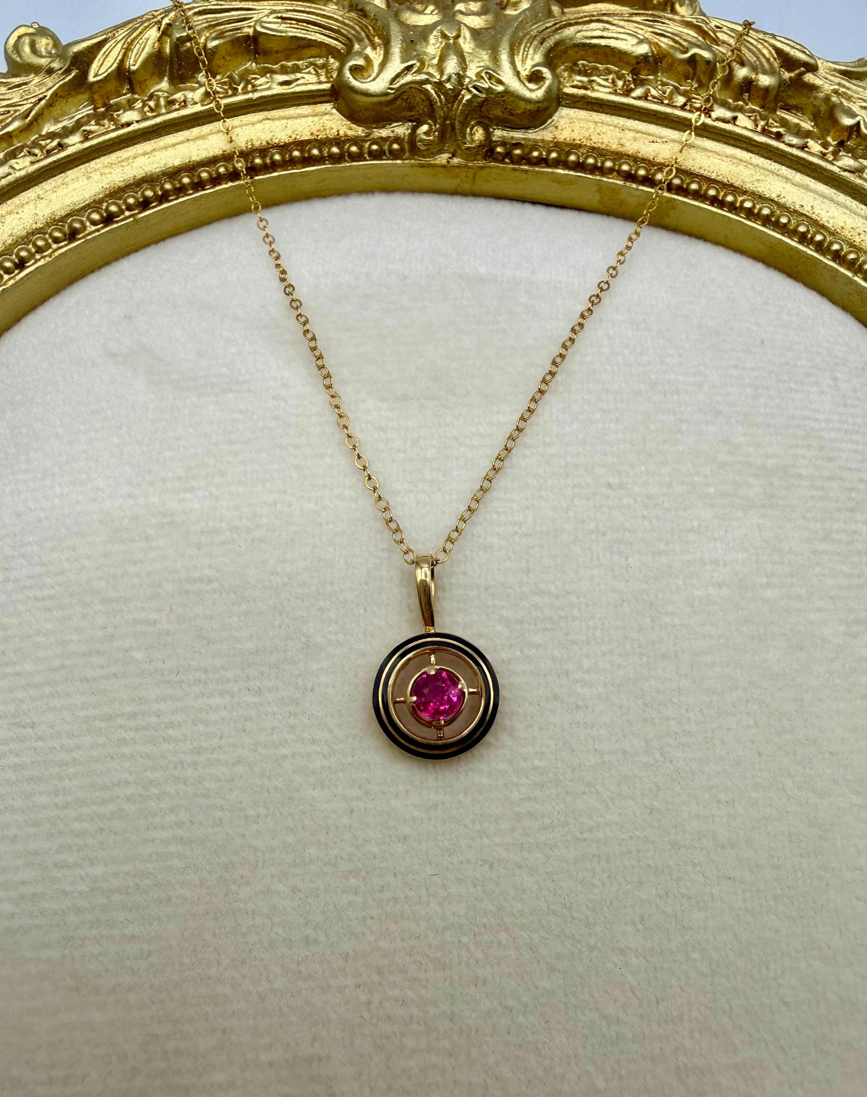 14 Karat Yellow Gold Synthetic Ruby Pendant