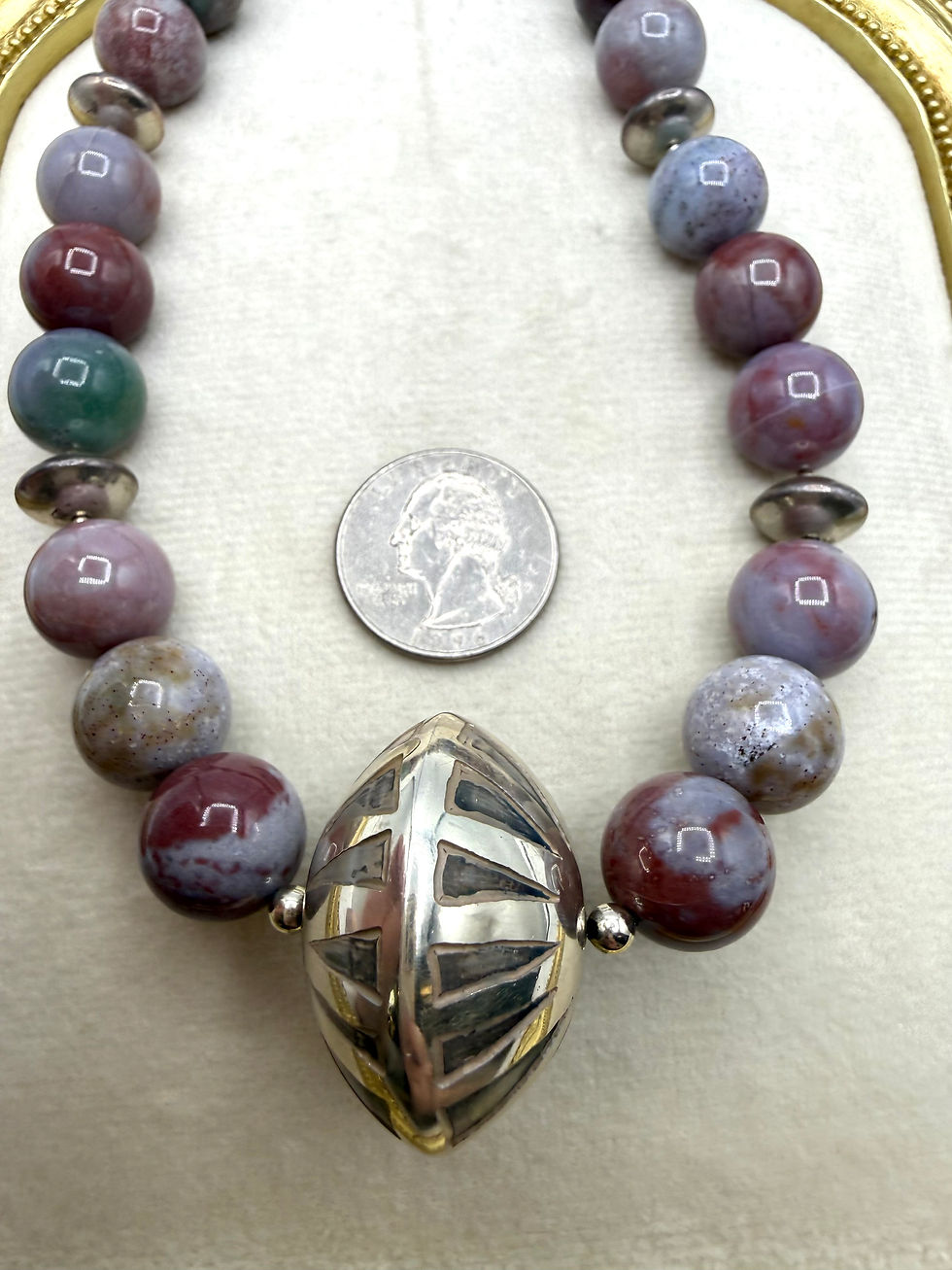 Thumbnail: Sterling Silver Agate Bead Necklace