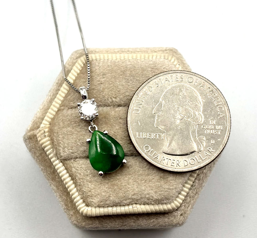 Thumbnail: Jade 5.37ctw and DIA 1.11ctw 14KWG Pendant + Earring Set