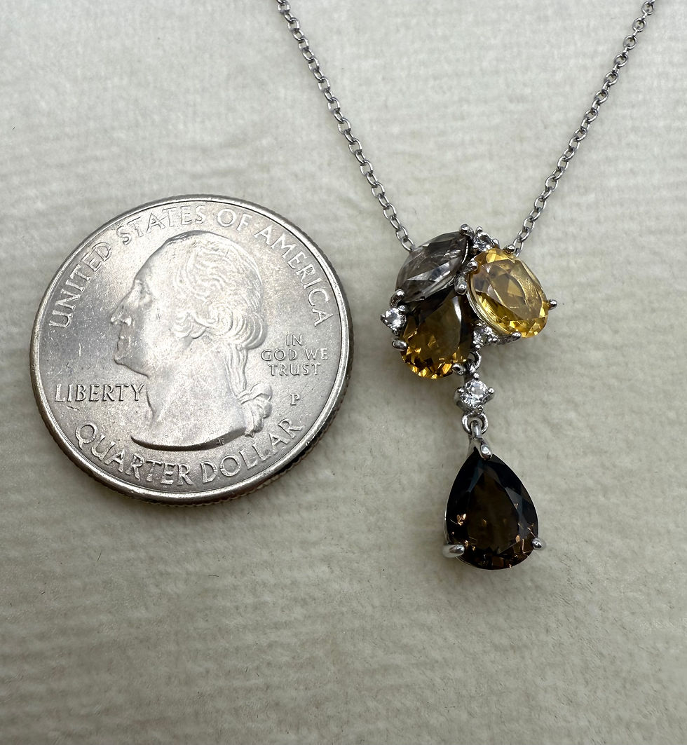 Thumbnail: Sterling Silver 2.30ctw Citrine & Quartz Pendant