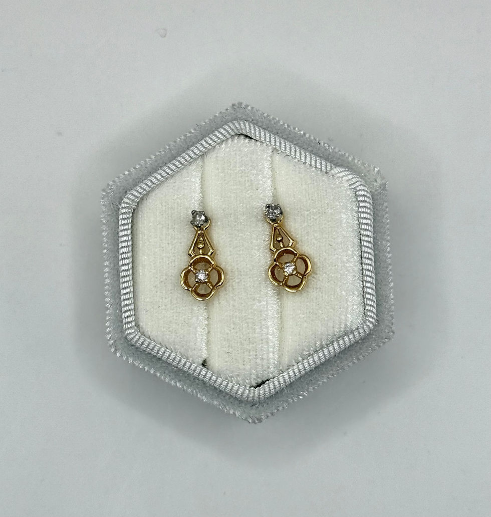 Thumbnail: 14 Karat Yellow Gold Diamond Earrings