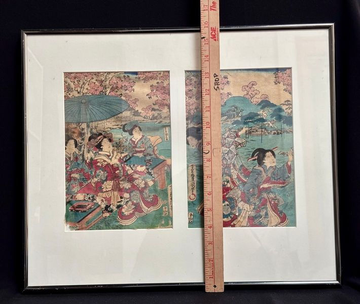 Thumbnail: Diptych Featuring 5 Women Toyohara Kunichika