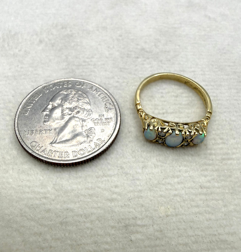 Thumbnail: 18 Karat Yellow Gold Opal & .04ctw Diamond Ring