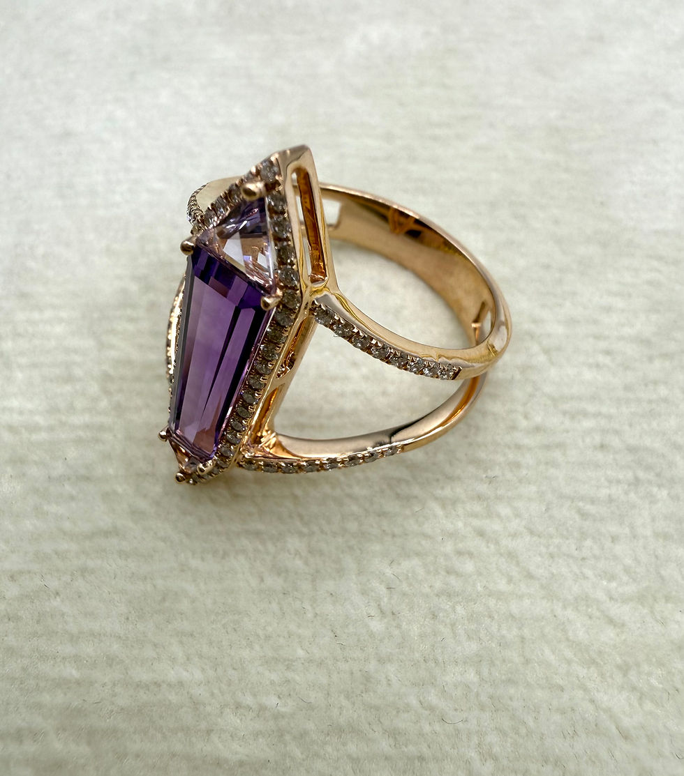 Thumbnail: 14 Karat Rose Gold Amethyst & 0.36ctw Diamond Ring