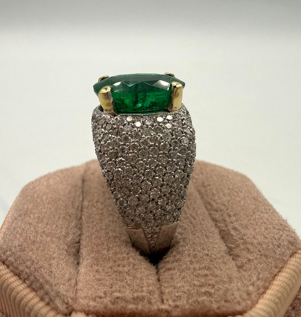 Thumbnail: 18 Karat White Gold 3.0ctw Diamond Ring Mounting & 2.74ct Emerald Stone