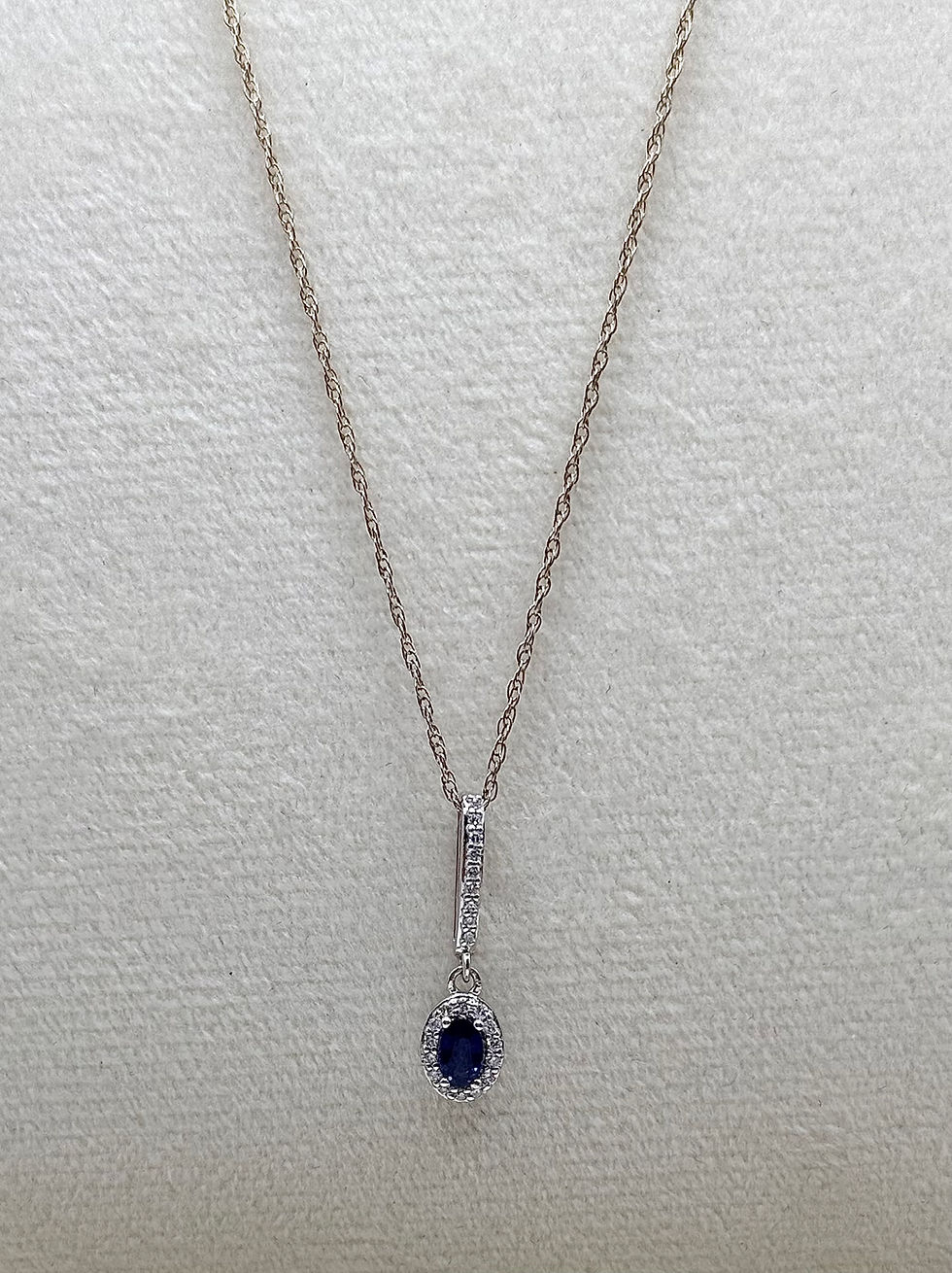 Thumbnail: 14 Karat White Gold Sapphire And Diamond Pendant