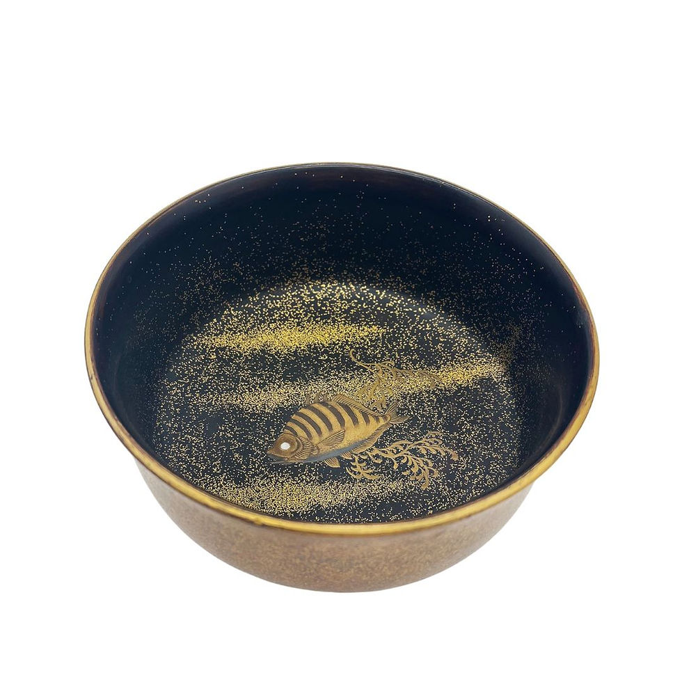 Thumbnail: Japanese Lacquer Ocean Theme Bowls; Set of 8