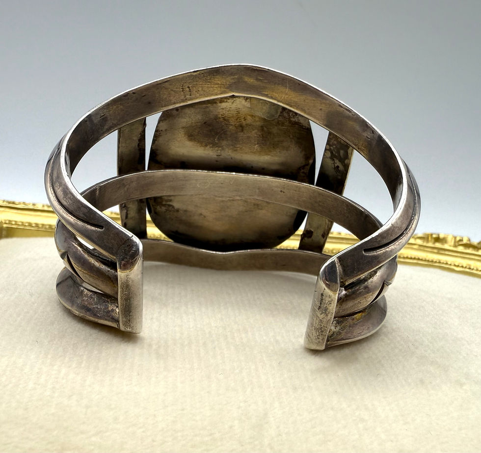 Thumbnail: 20TH Century Sterling Silver Turquoise Cuff Bracelet