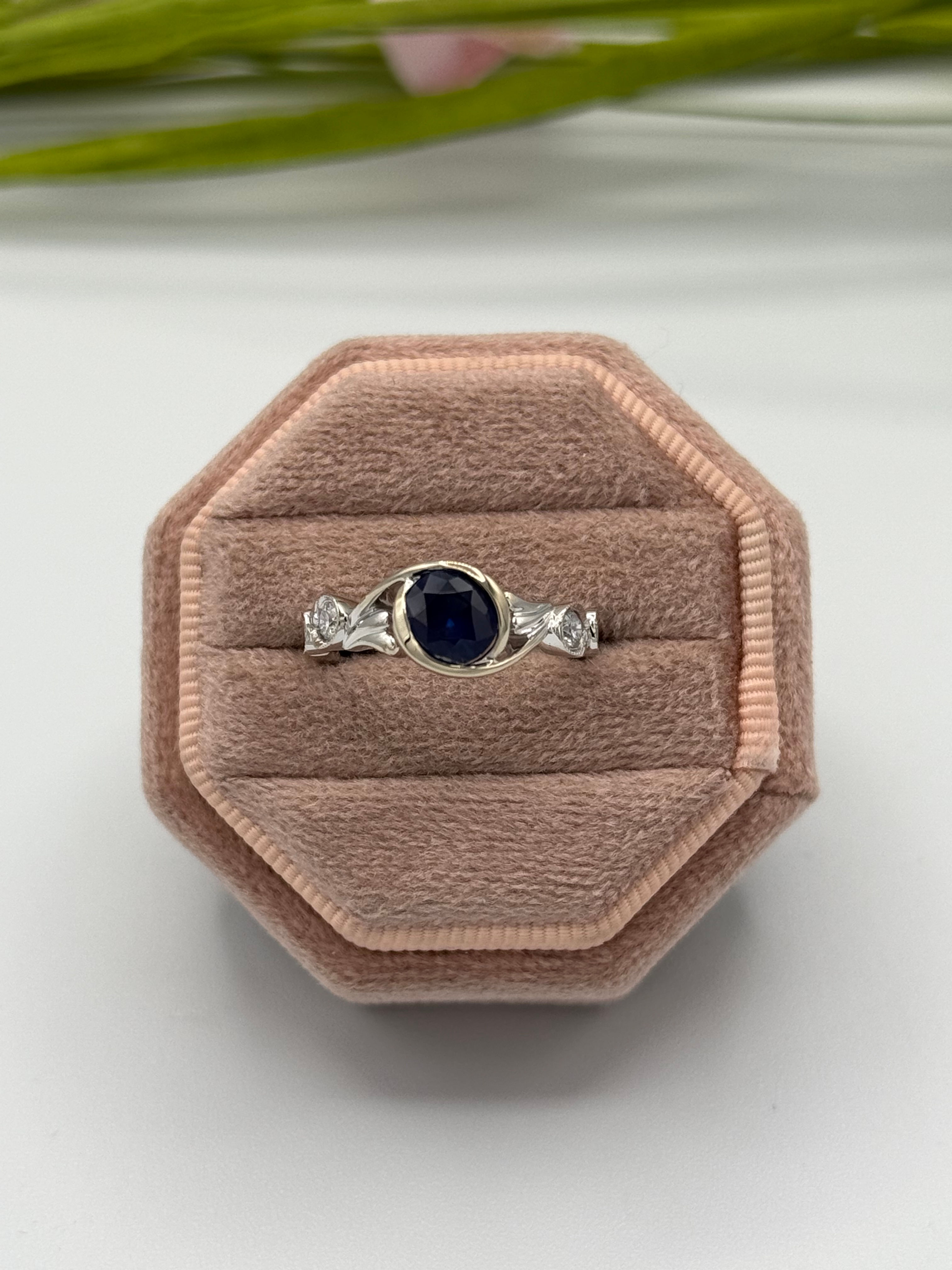 18 Karat White Gold Sapphire And Diamond Ring