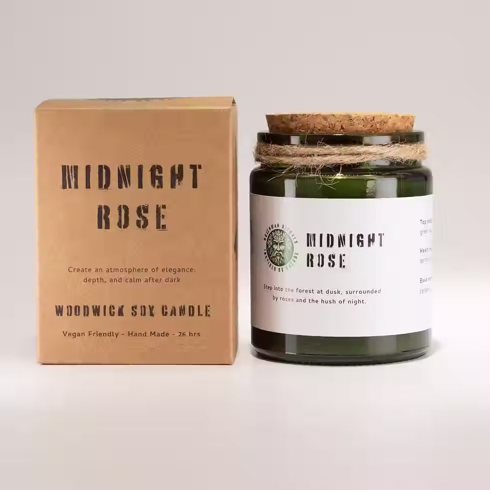 Thumbnail: Greenman Woodwick Soy Candle - Midnight Rose