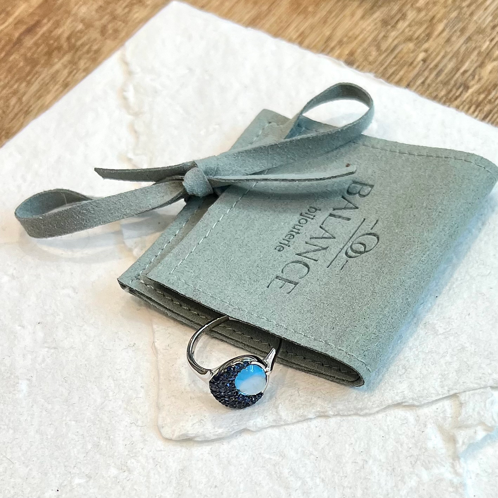 Bague en Or Blanc 18K avec Topaze et Saphirs