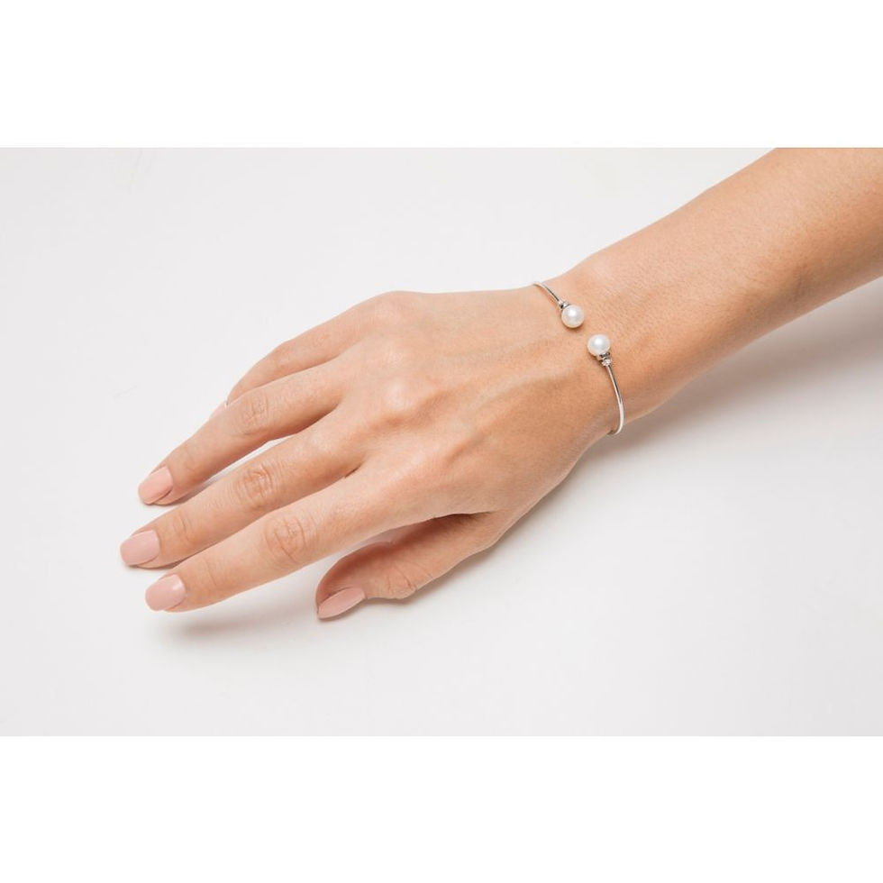 Thumbnail: Bracelet en Or Blanc 14K avec Perles