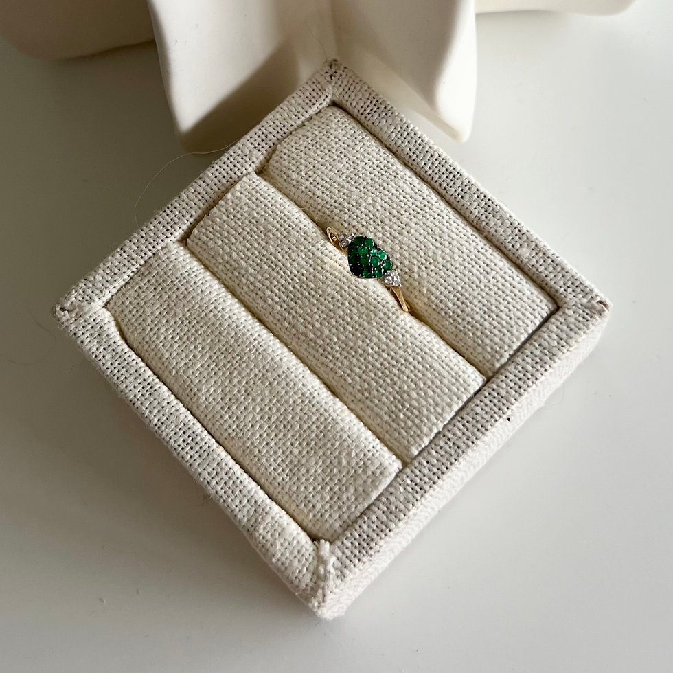 Miniaturbild: Bague en Or Jaune 18K avec Diamants et Émeraude