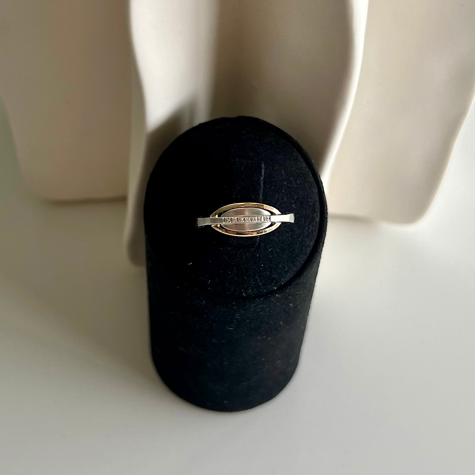 Bague en Or Blanc et Rouge 18K avec Diamants