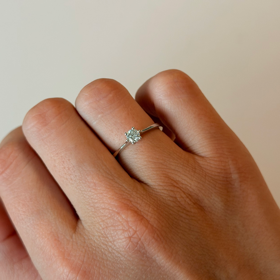 Miniature : Bague de fiançailles Or Blanc 14K avec Diamant 0,25 ct.