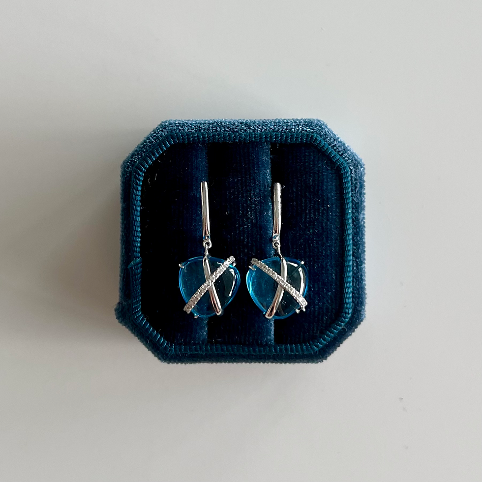 Miniaturbild: Boucles d'oreilles en Or Blanc 14K avec Diamants et Topaze