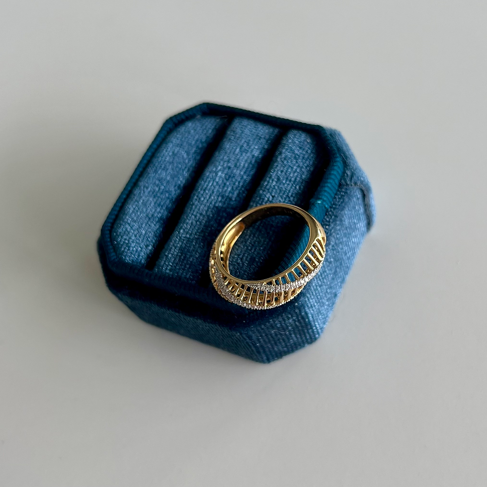 Miniature : Bague en Or Jaune 14K avec Diamants