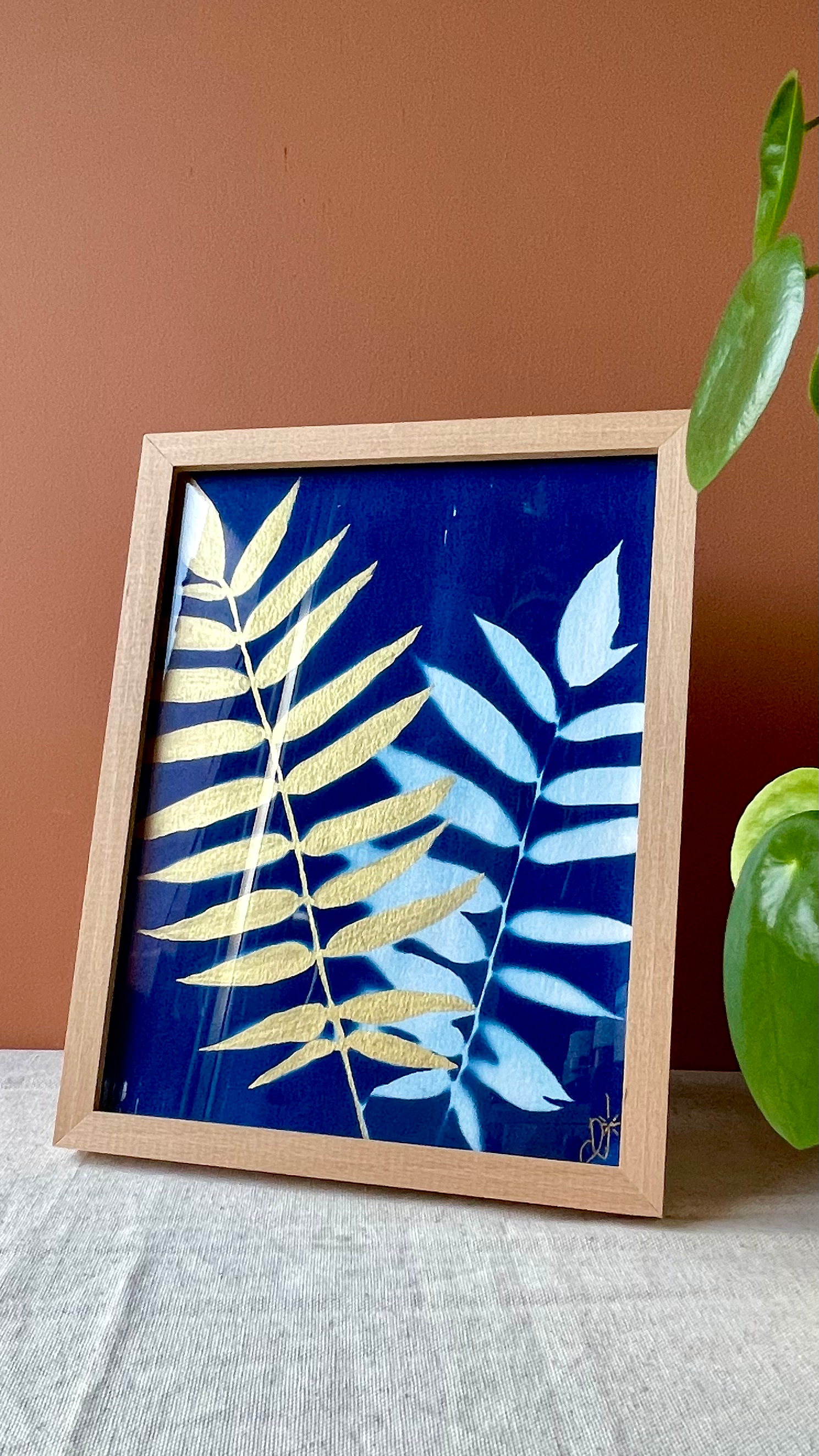 Cyanotype doré encadré