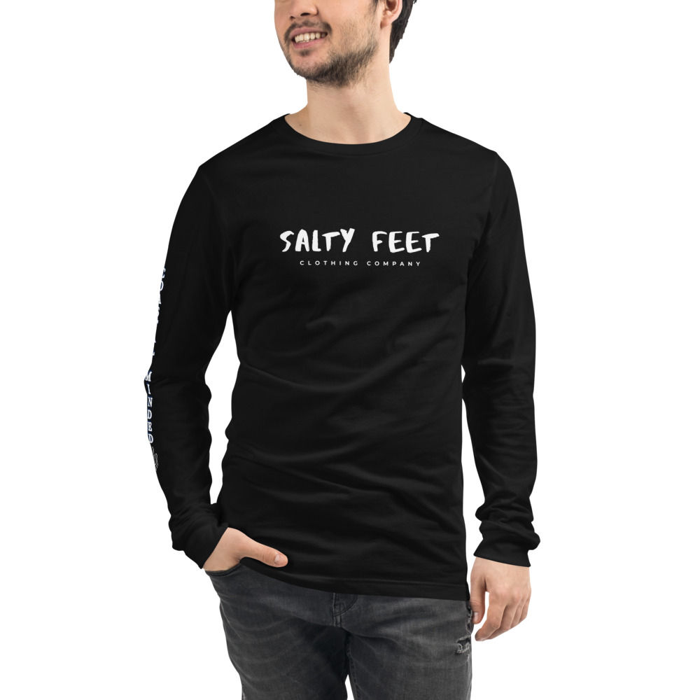 ( Salty Feet ) Unisex Long Sleeve Tee. " Coastal Minded " sleeve print