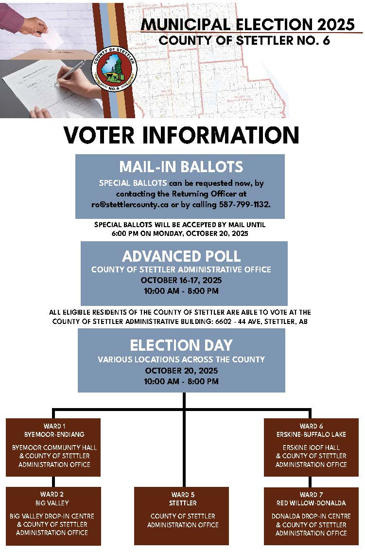 2025 County of Stettler Municipal Election Dates