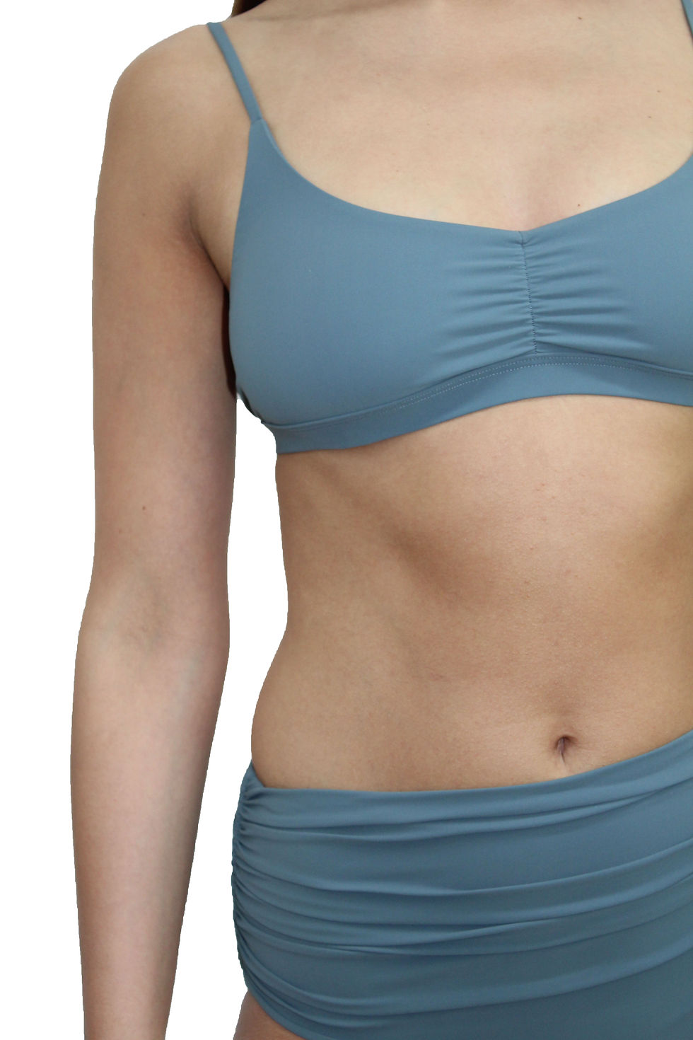 Miniatura: amya-bikini-reggiseno-elasticato-e-slip-a-vita-alta-arricciata-grigio-dettaglio