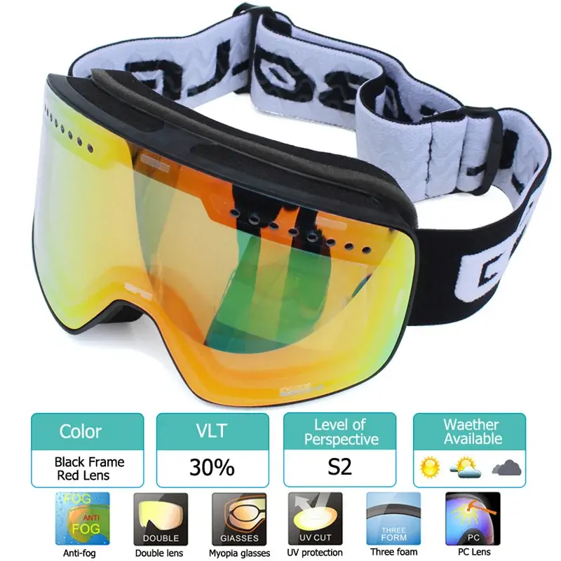 Thumbnail: Ski Goggles With Magnetic Double Layer Polarized Lens Skiing Anti-Fog UV400