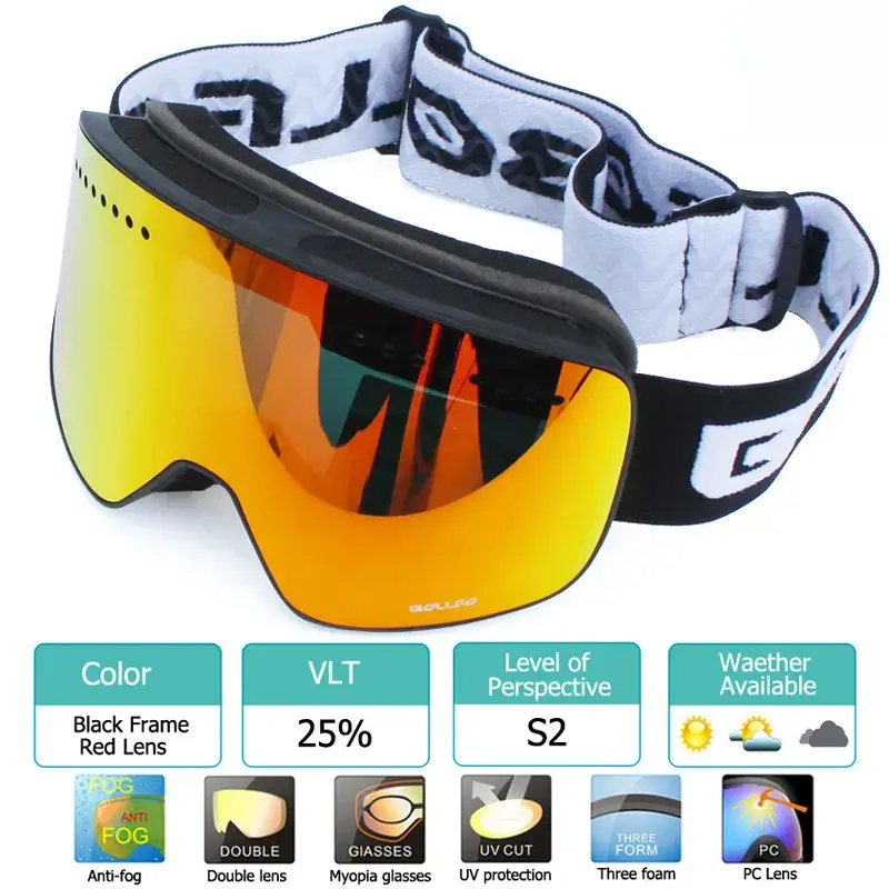 Thumbnail: Ski Goggles With Magnetic Double Layer Polarized Lens Skiing Anti-Fog UV400
