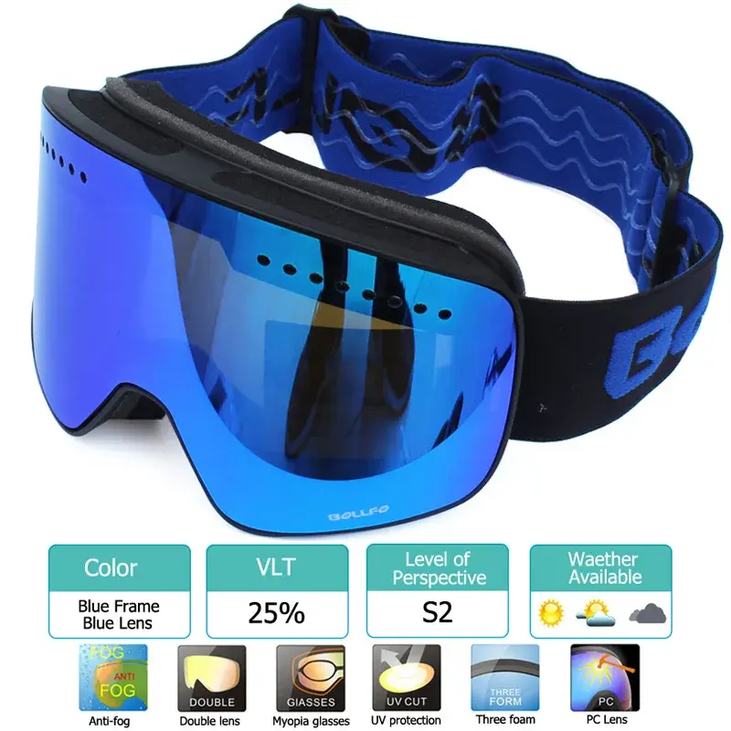 Thumbnail: Ski Goggles With Magnetic Double Layer Polarized Lens Skiing Anti-Fog UV400