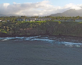 Aerial view of a cliff above the river at The Cliffs at Princeville in Princeville, Hawaii