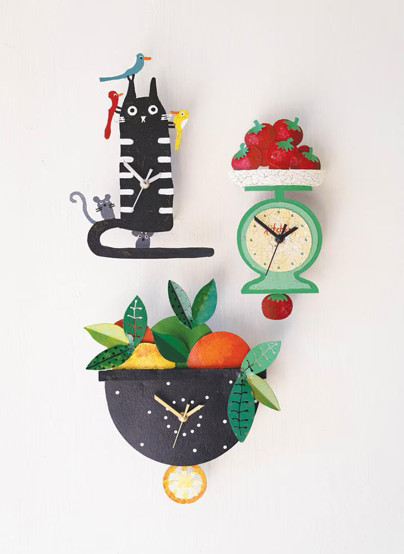 Perch On A Kitty Clock