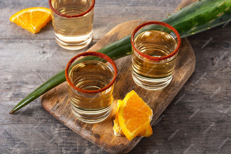 Mezcal served with orange slices and sal de gusano — a traditional Mexican pairing for agave spirits