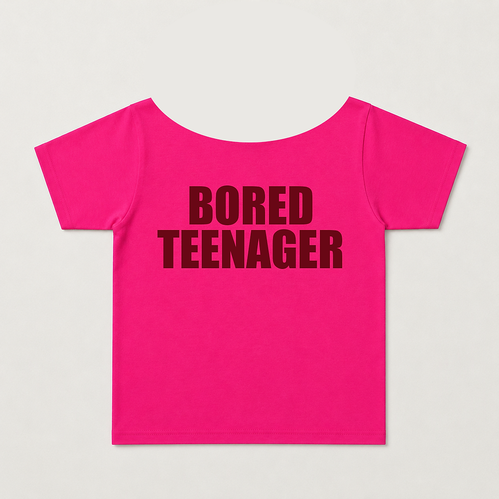 Thumbnail: BORED TEENAGER SLASH NECK BABY TEE 