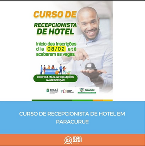 Curso de Recepcionista de Hotel em Paracuru!