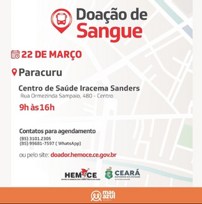 Doação de Sangue pelo Hemoce Paracuru