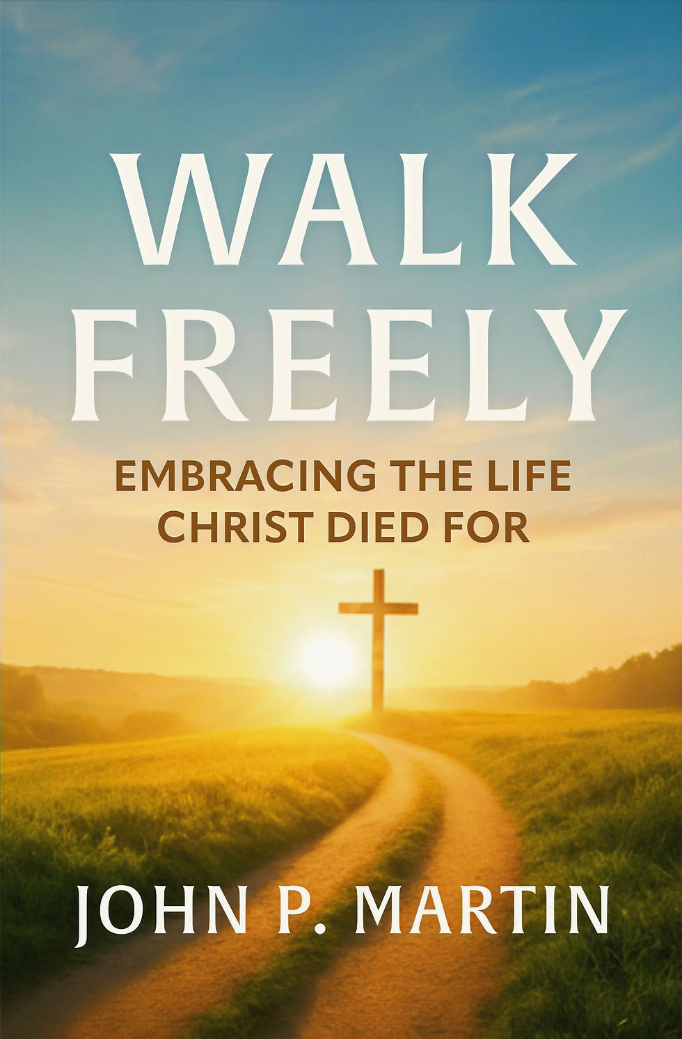 Front cover of the book Walk Freely showing a sunset path.