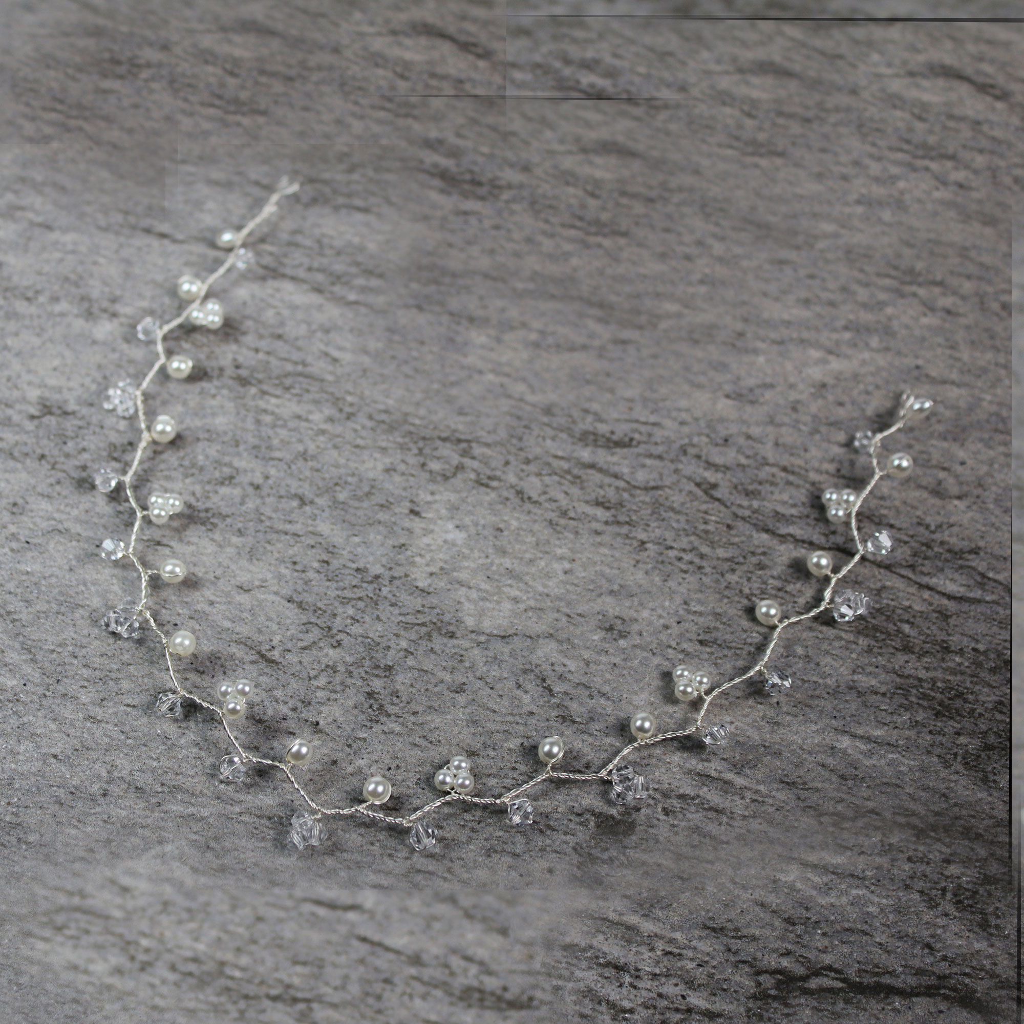 Pearl and Crystal Wedding Hair Vine