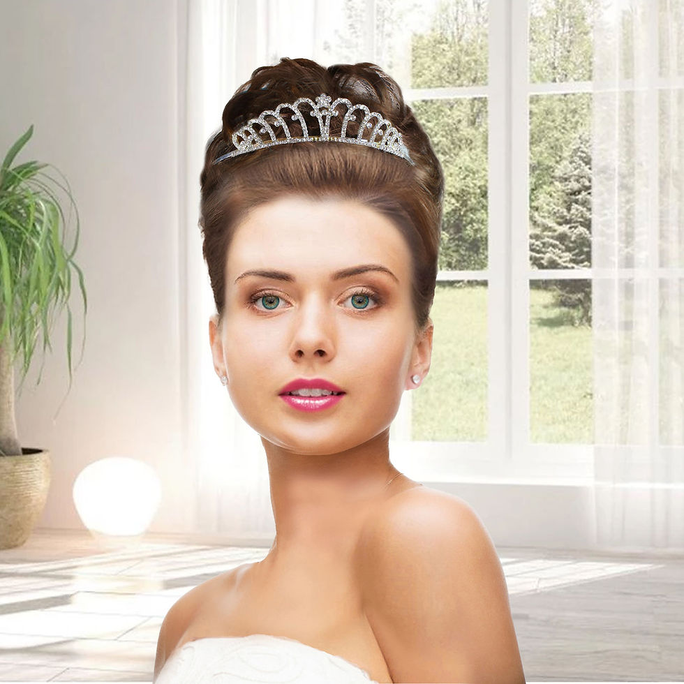 Silver tone or gold tone bridal tiara with crystal detail