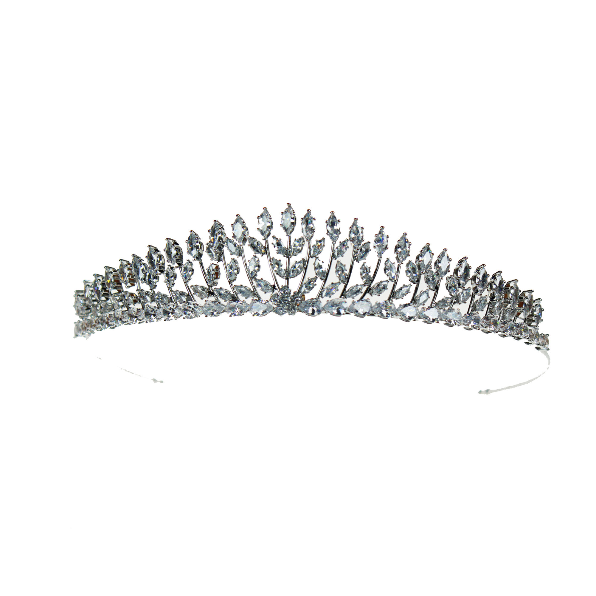silver tone crystal wedding tiara
