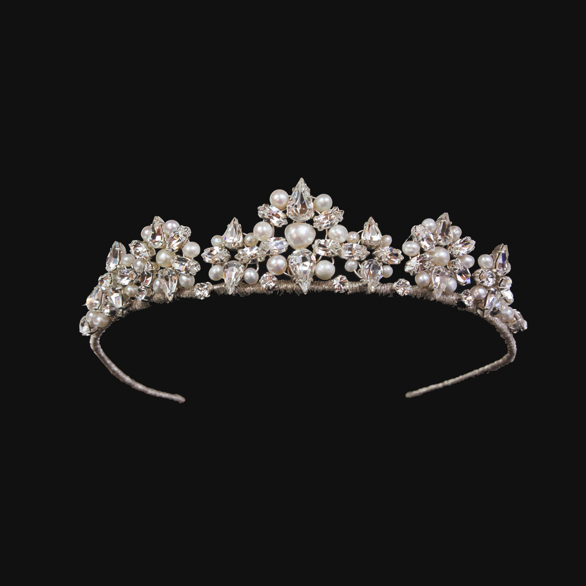 handcrafter pearl and crystal wedding tiara