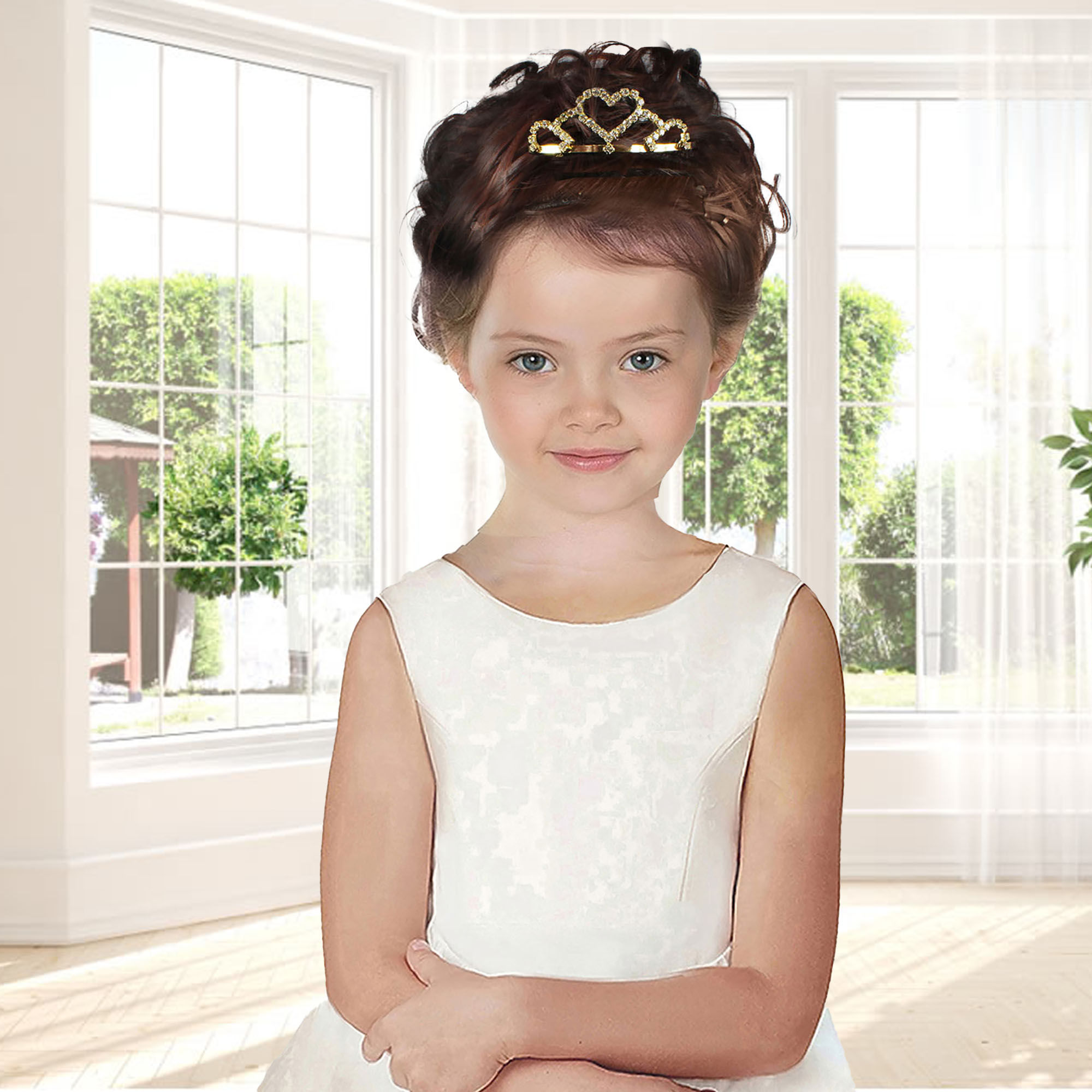 pretty diamante heart headpiece for children