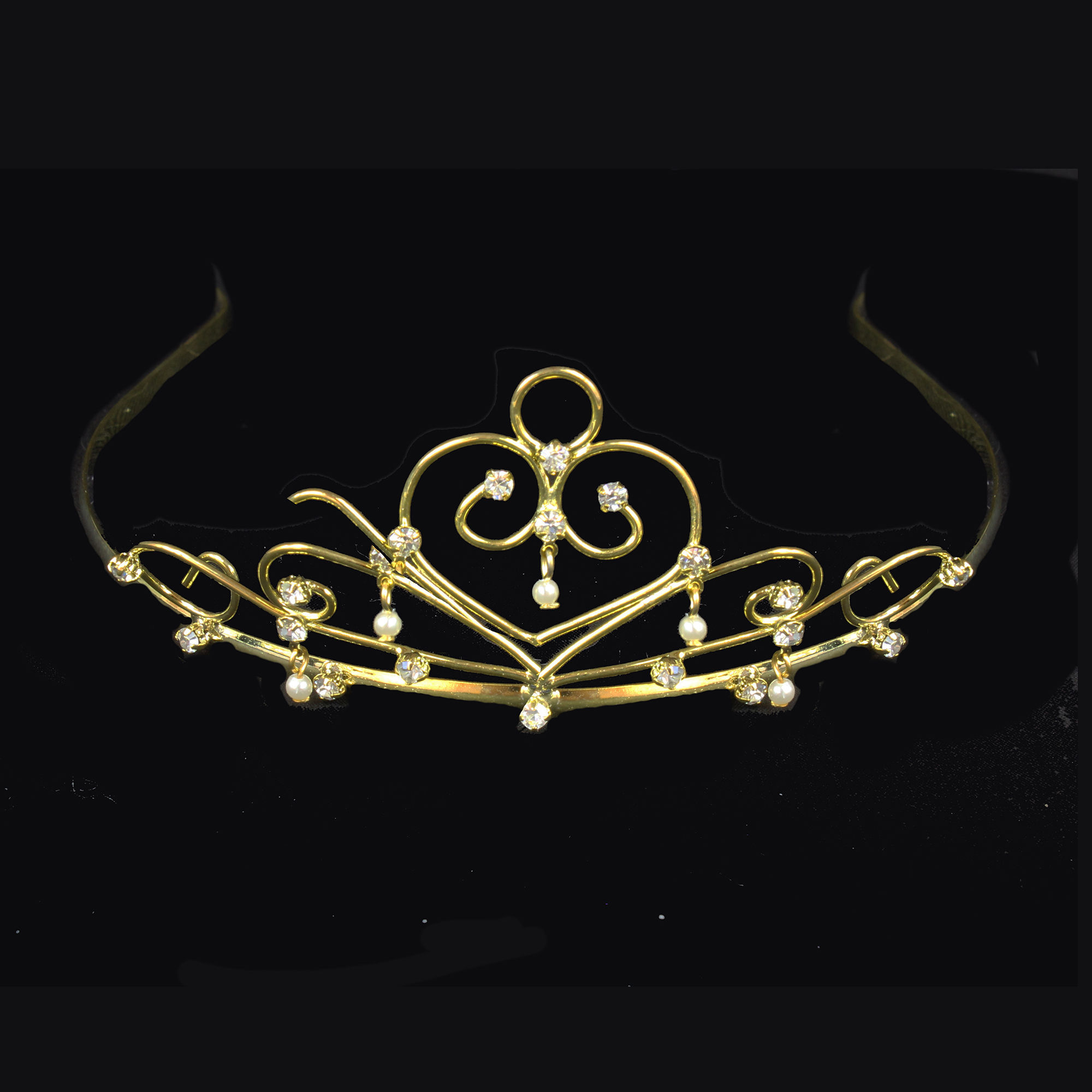 gold tone, drop pearl tiara
