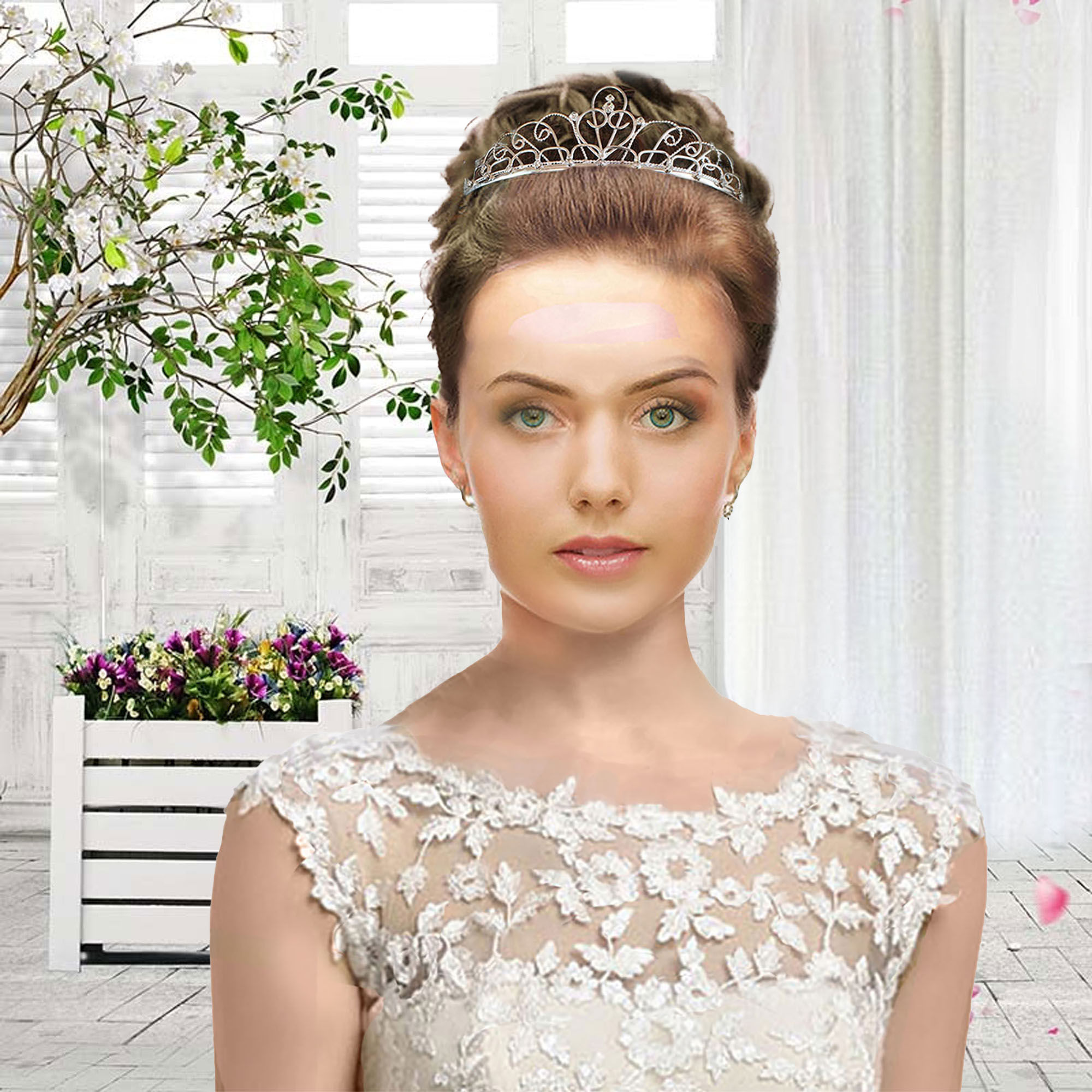 silver tone ridal tiara