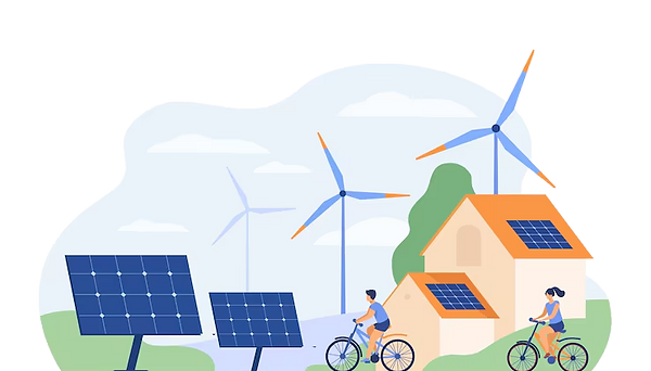 active-people-bikes-windmills-house-with