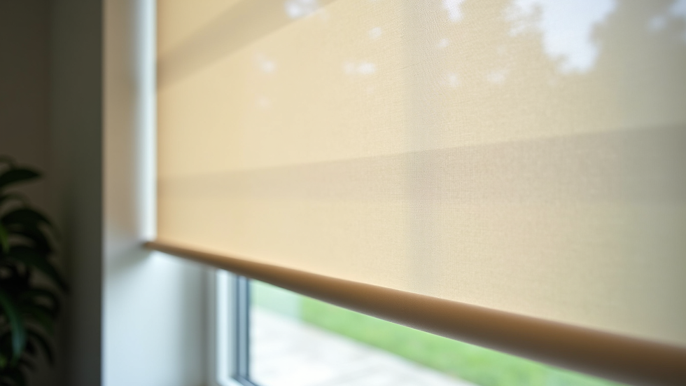 Close-up view of affordable roller shades on a window